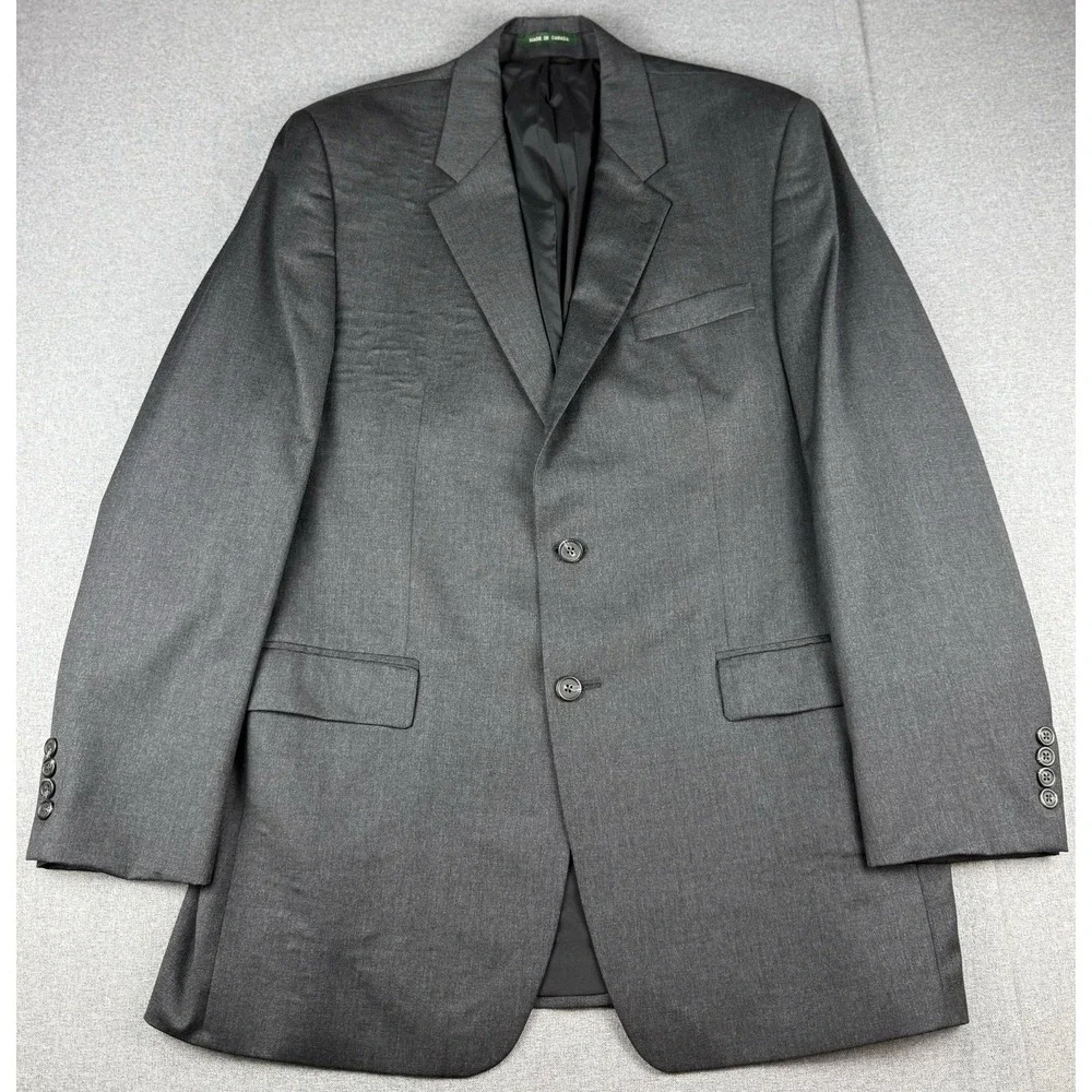 Lauren Ralph Lauren Wool Blazer Sport Coat Gray 2 Button Made Canada Men's